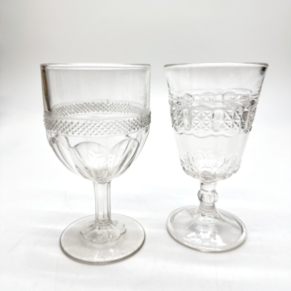 Set of (2) very rare 1800’s Globblets. (1) Cottage‎ Clear by USG (1) EAPG